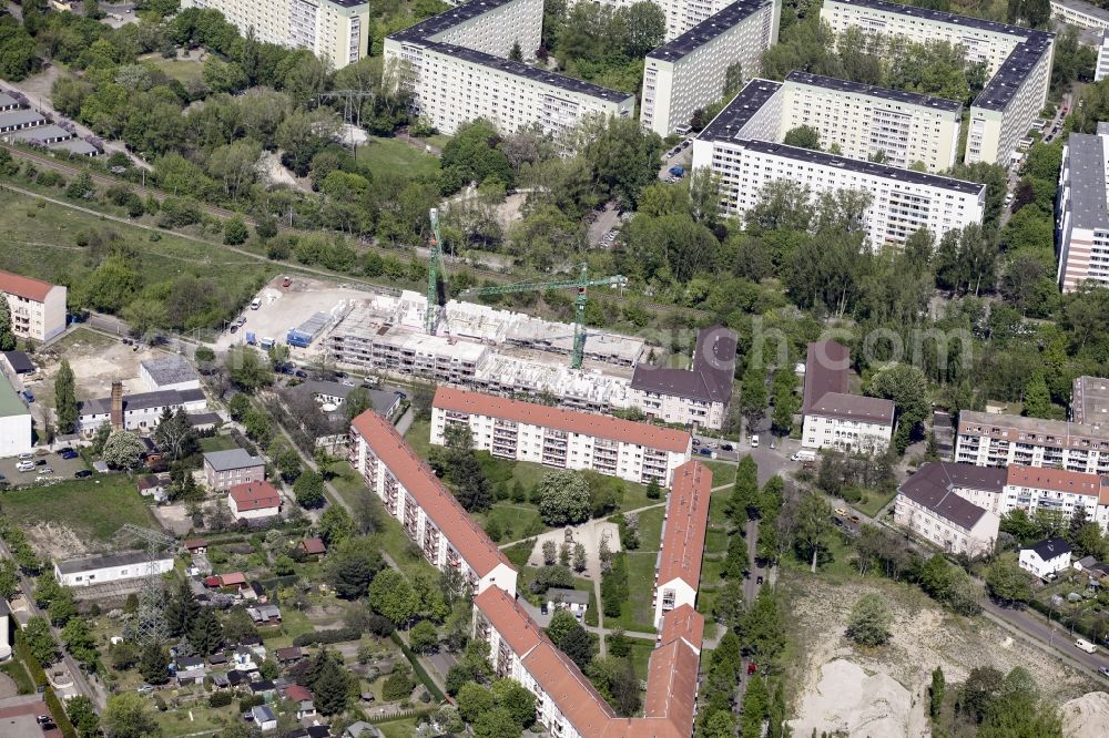 Berlin from the bird's eye view: Construction site of a new multi-family residential apartment estate on Tannhaeuserstrasse in the Wagner-quarter in the district of Lichtenberg in Berlin in Berlin, Germany