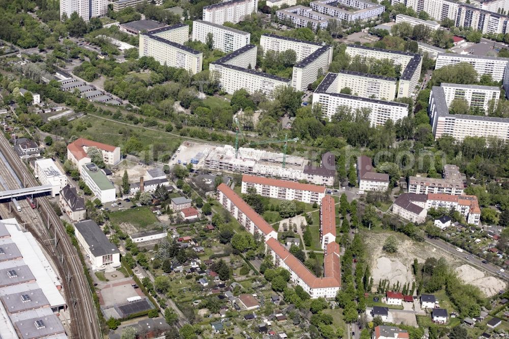 Aerial image Berlin - Construction site of a new multi-family residential apartment estate on Tannhaeuserstrasse in the Wagner-quarter in the district of Lichtenberg in Berlin in Berlin, Germany