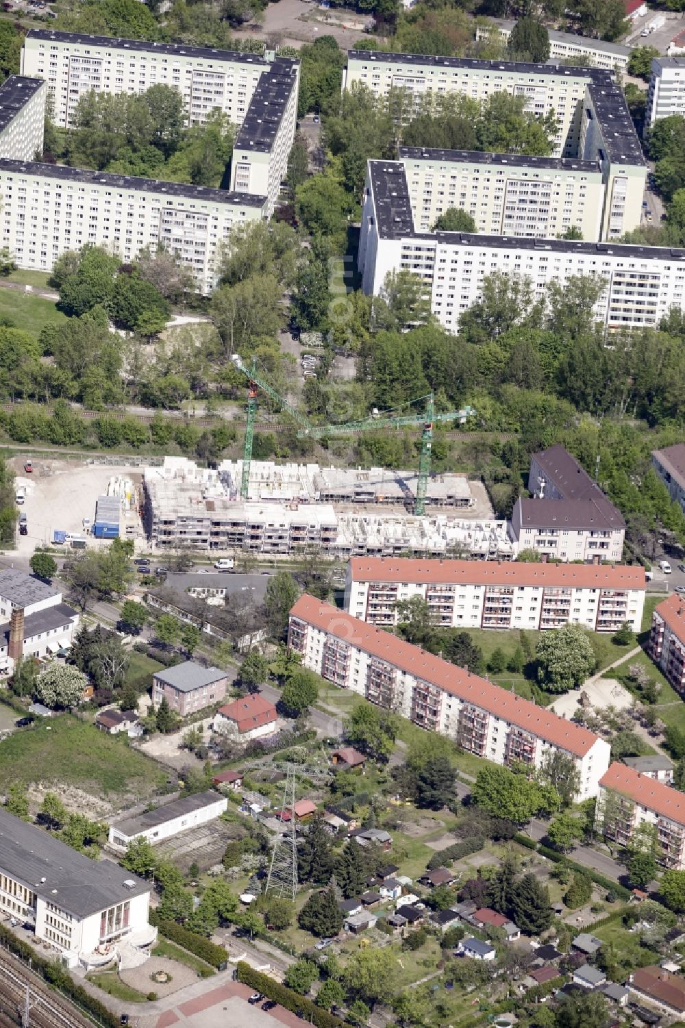 Aerial photograph Berlin - Construction site of a new multi-family residential apartment estate on Tannhaeuserstrasse in the Wagner-quarter in the district of Lichtenberg in Berlin in Berlin, Germany