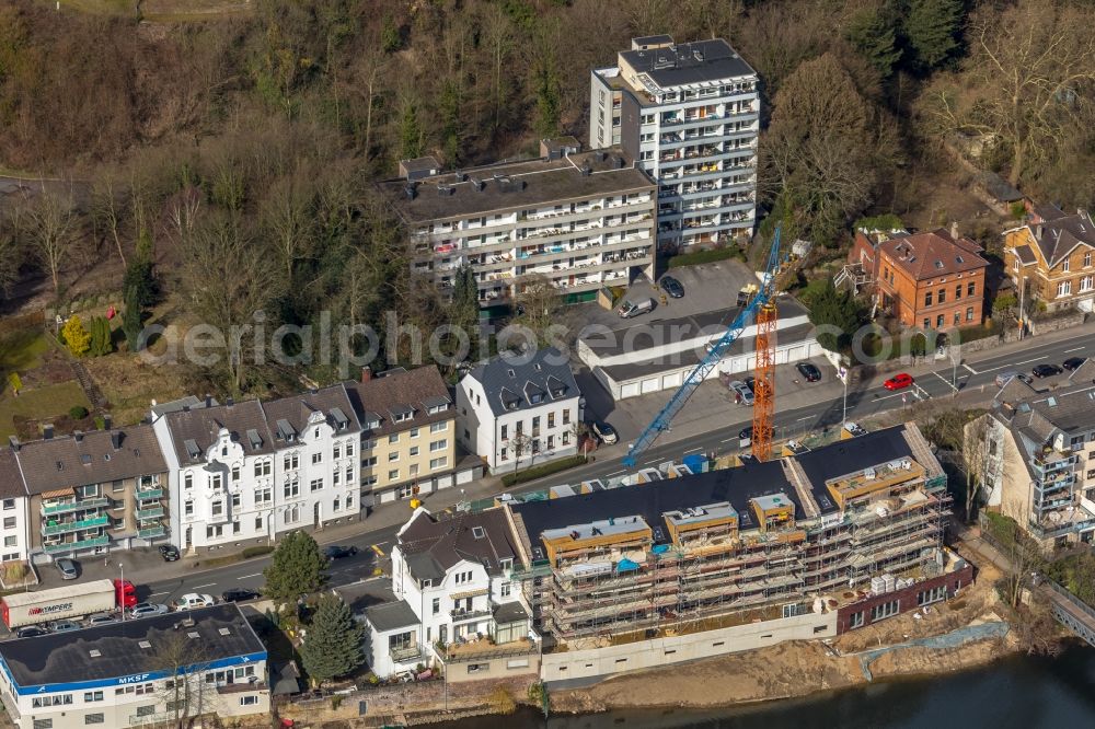 Mülheim an der Ruhr from the bird's eye view: Construction site to build a new multi-family residential complex of Ten Brinke Group B.V. on Kassenberg in Muelheim on the Ruhr in the state North Rhine-Westphalia, Germany