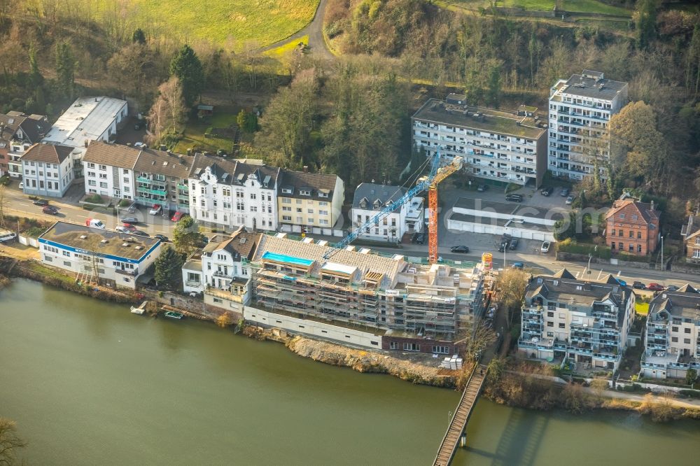 Aerial image Mülheim an der Ruhr - Construction site to build a new multi-family residential complex of Ten Brinke Group B.V. on Kassenberg in Muelheim on the Ruhr in the state North Rhine-Westphalia, Germany