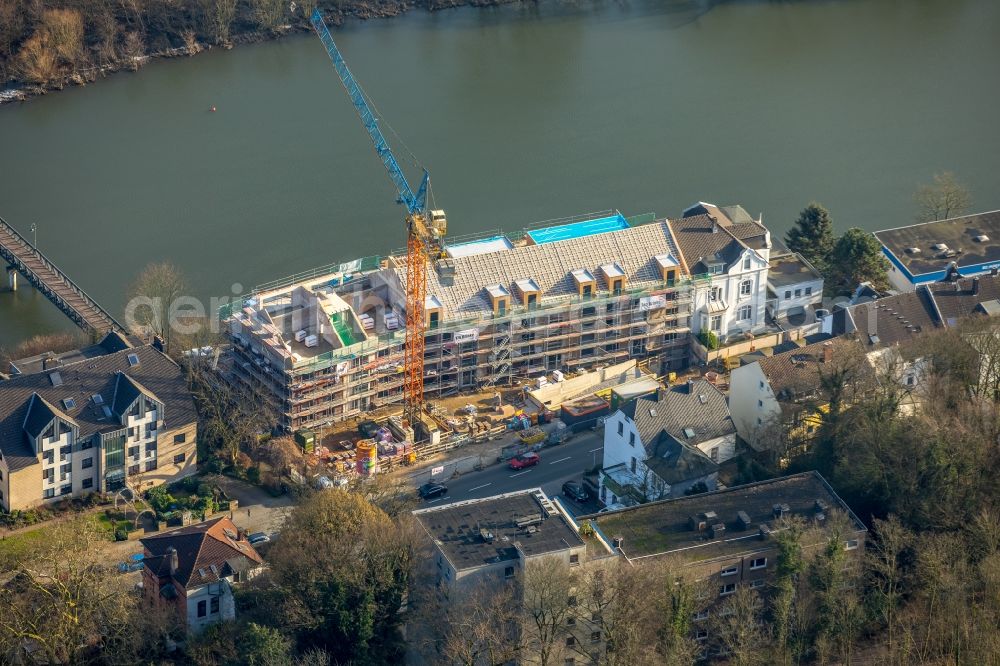 Mülheim an der Ruhr from above - Construction site to build a new multi-family residential complex of Ten Brinke Group B.V. on Kassenberg in Muelheim on the Ruhr in the state North Rhine-Westphalia, Germany