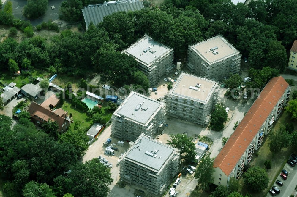 Aerial image Potsdam - Construction site to build a new multi-family residential complex on Tiroler Donm in the district Potsdam Sued in Potsdam in the state Brandenburg, Germany