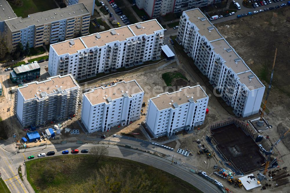 Aerial photograph Berlin - Construction site to build a new multi-family residential complex Trusetaler Strasse corner Wuhletalstrasse on street Maerkische Allee in the district Marzahn in Berlin, Germany