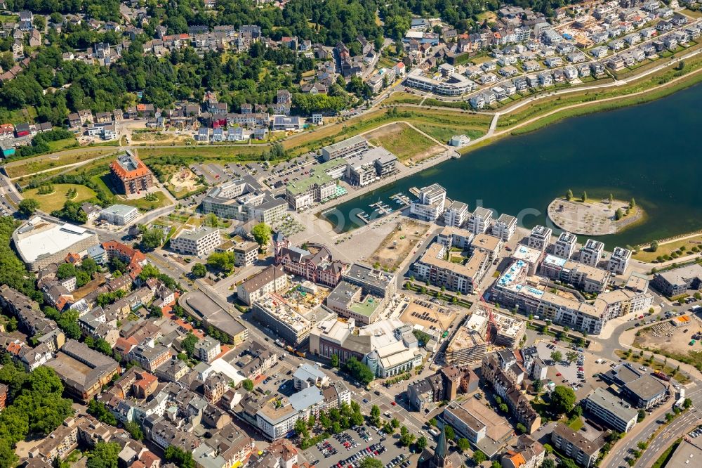 Dortmund from the bird's eye view: Construction site to build a new multi-family residential complex Am Stift - Hoerder-Bach-Allee on Ufer of Phoenixsees in the district Hoerde in Dortmund in the state North Rhine-Westphalia, Germany