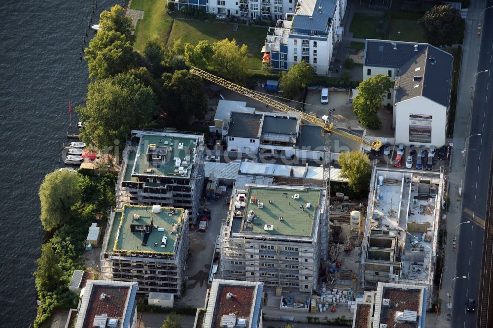 Aerial image Berlin - Construction site to build a new multi-family residential complex at Koepenick Lindenstrasse in Berlin in Germany