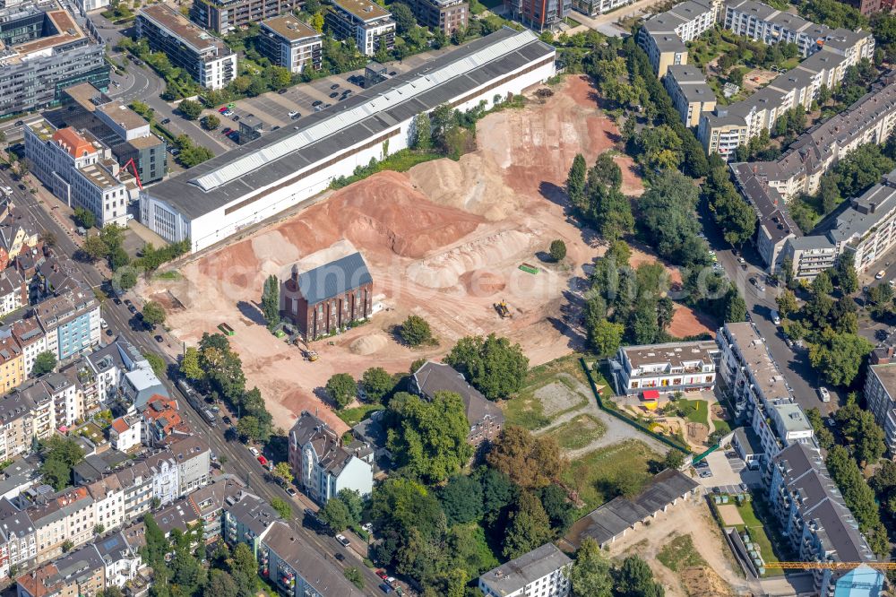 Aerial photograph Düsseldorf - Construction site to build a new multi-family residential complex Ulmer Hoeh' on Ulmenstrasse in Duesseldorf at Ruhrgebiet in the state North Rhine-Westphalia, Germany