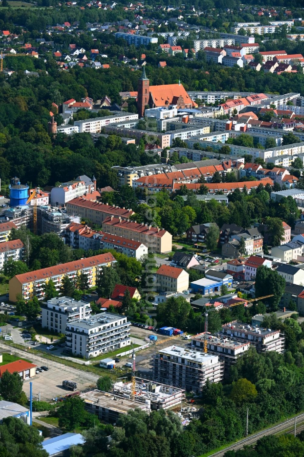 Aerial photograph Bernau - Construction site to build a new multi-family residential complex An of Viehtrift in Bernau in the state Brandenburg, Germany