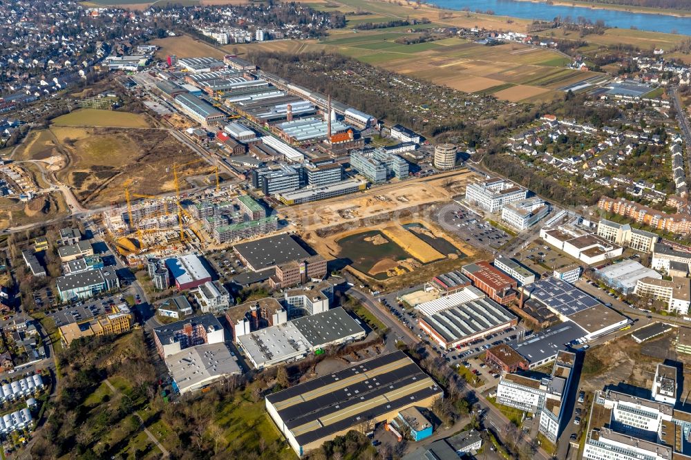 Aerial image Düsseldorf - Construction site to build a new multi-family residential complex Vierzig549 on Romy-Schneider-Strasse - Boehlerstrasse - Willstaetterstrasse in Duesseldorf in the state North Rhine-Westphalia, Germany