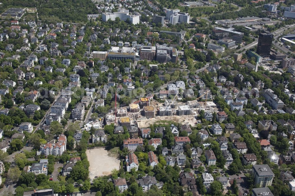 Aerial image Wiesbaden - Construction site to build a new multi-family residential complex Viktoria Viertel on street Viktoriastrasse in Wiesbaden in the state Hesse, Germany