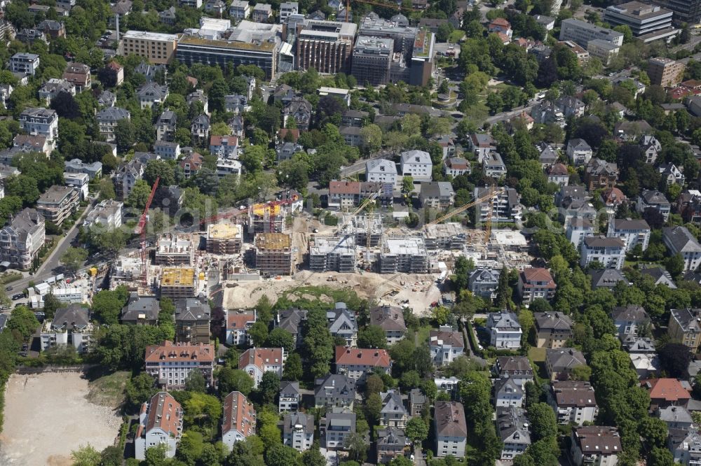 Aerial photograph Wiesbaden - Construction site to build a new multi-family residential complex Viktoria Viertel on street Viktoriastrasse in Wiesbaden in the state Hesse, Germany