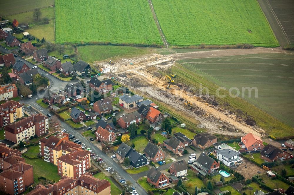 Werne from above - Construction site to build a new multi-family residential complex at the Vinckestrasse and Walczer Strasse in the district Ruhr Metropolitan Area in Werne in the state North Rhine-Westphalia