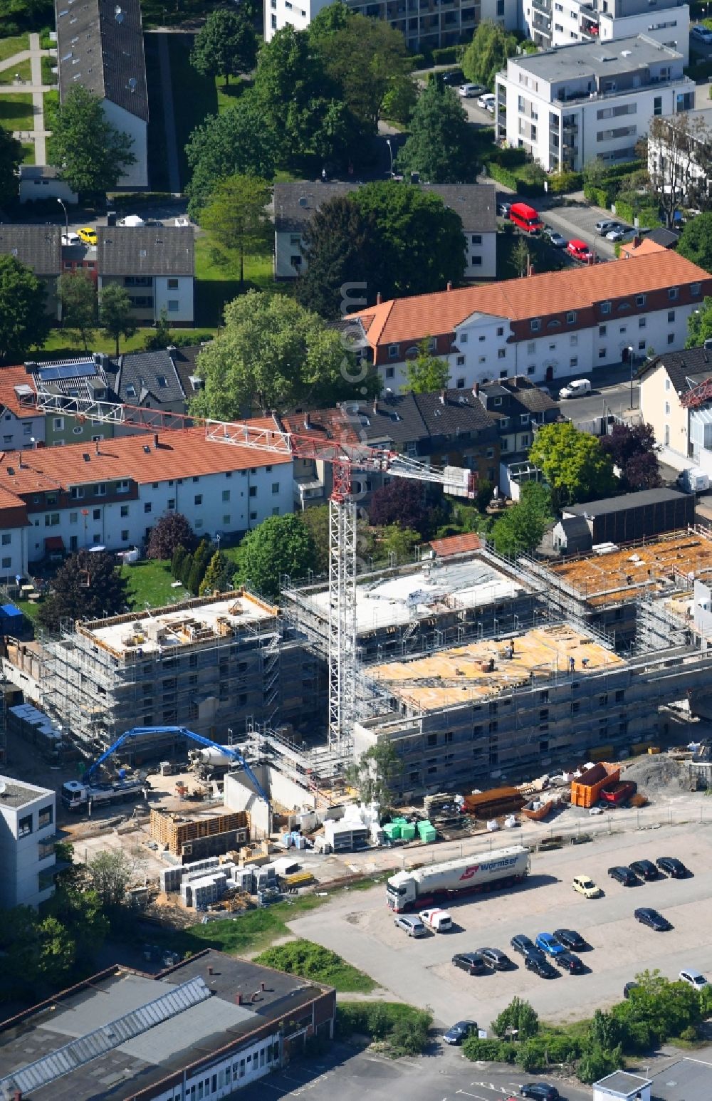 Köln from the bird's eye view: Construction site to build a new multi-family residential complex on Vitalisstrasse in Cologne in the state North Rhine-Westphalia, Germany