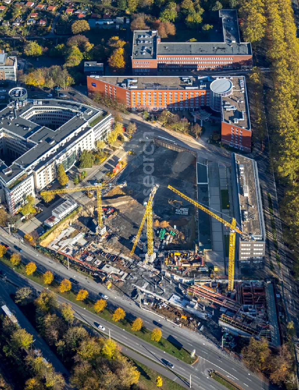 Dortmund from above - Construction site to build a new multi-family residential complex of Vivawest Wohnen GmbH on Berswordtstrasse in Dortmund in the state North Rhine-Westphalia, Germany