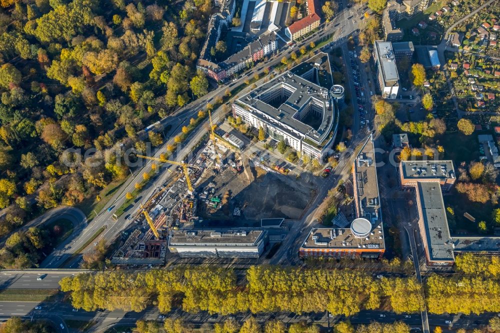 Aerial image Dortmund - Construction site to build a new multi-family residential complex of Vivawest Wohnen GmbH on Berswordtstrasse in Dortmund in the state North Rhine-Westphalia, Germany