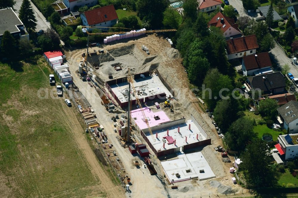 Aerial photograph München - Construction site to build a new multi-family residential complex of WAF Immobilien GmbH on Polkostrasse in the district Pasing-Obermenzing in Munich in the state Bavaria, Germany