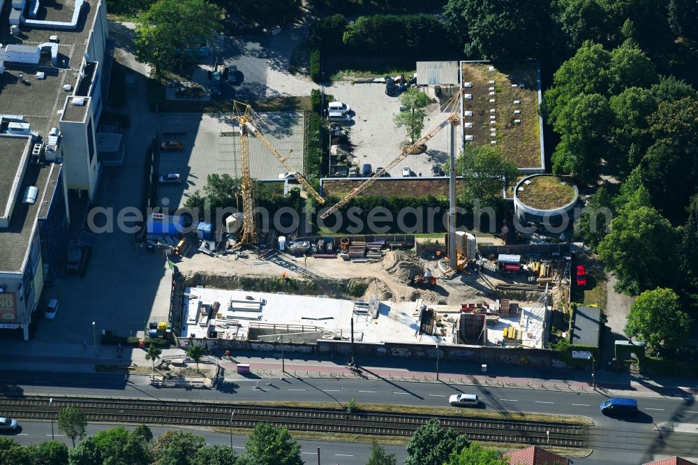 Aerial photograph Berlin - Construction site to build a new multi-family residential complex Walden 48 of Baugemeinschaft Walden 48 GbR on Landsberger Allee in Berlin, Germany