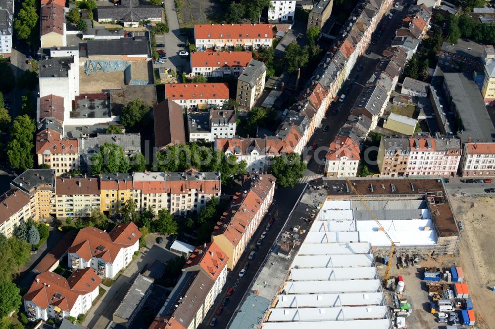 Aerial photograph Offenbach am Main - Construction site to build a new multi-family residential complex an der Waldstrasse - Senefelderstrasse - Gustav-Adolf-Strasse in Offenbach am Main in the state Hesse