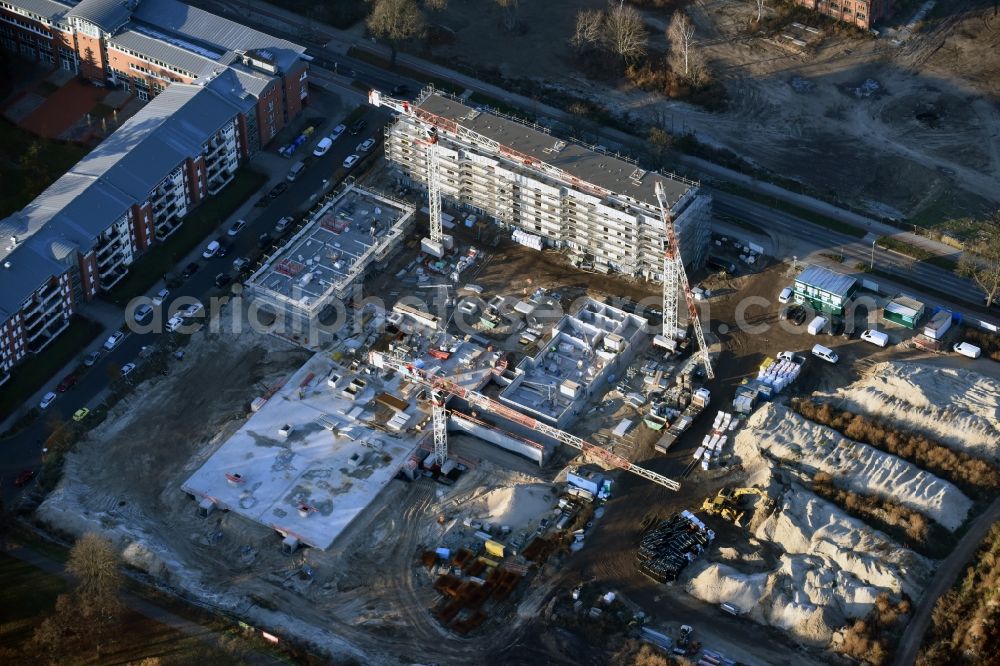 Aerial image Berlin - Construction site to build a new multi-family residential complex on Weissenhoeher Strasse - Arno-Phillipstal-Strasse of Bonava Deutschland GmbH im Stadtteil Kaulsdorf in Berlin