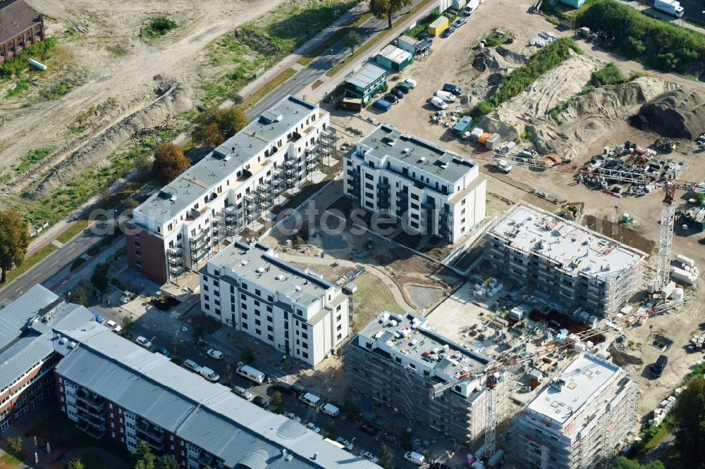 Aerial image Berlin - Construction site to build a new multi-family residential complex on Weissenhoeher Strasse - Arno-Phillipstal-Strasse of Bonava Deutschland GmbH im Stadtteil Kaulsdorf in Berlin