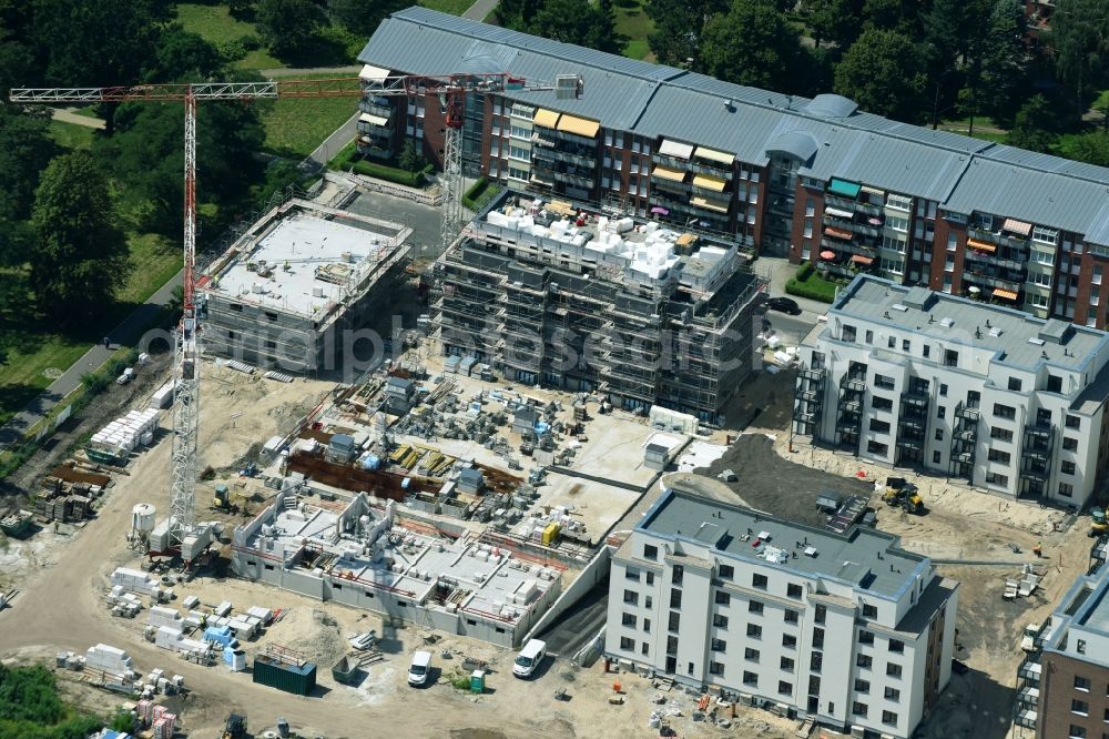 Berlin from above - Construction site to build a new multi-family residential complex on Weissenhoeher Strasse - Arno-Phillipstal-Strasse of Bonava Deutschland GmbH im Stadtteil Kaulsdorf in Berlin