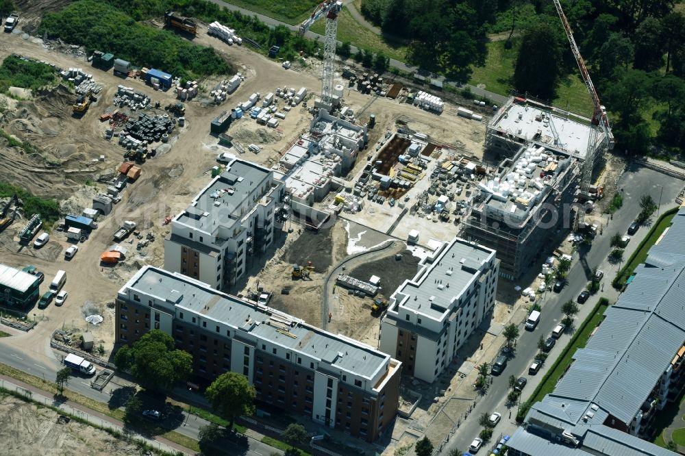 Aerial image Berlin - Construction site to build a new multi-family residential complex on Weissenhoeher Strasse - Arno-Phillipstal-Strasse of Bonava Deutschland GmbH im Stadtteil Kaulsdorf in Berlin