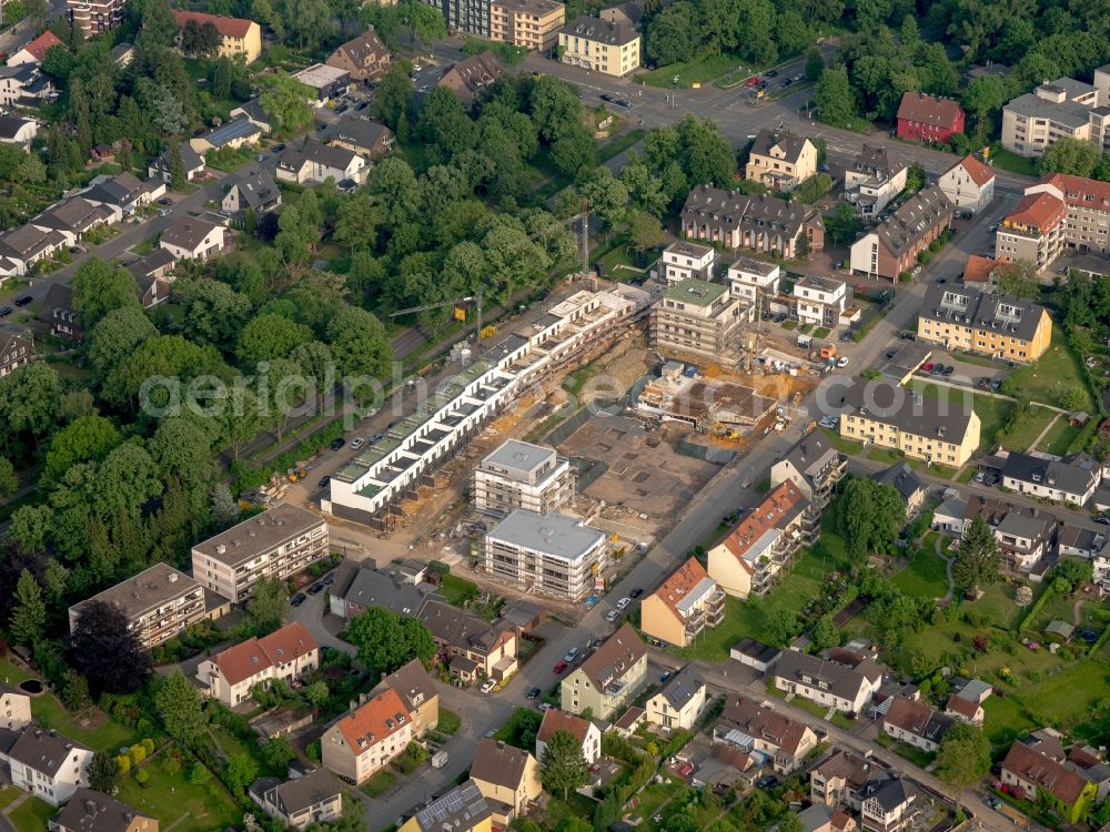 Bochum from above - Construction site to build a new multi-family residential complex a??Weitmarer Hoefea?? im Winkel in the angle between Markstrasse and Wohlfahrtstrasse by the construction company Ten Brinke Groep B.V. Bochum in North Rhine-Westphalia, Germany