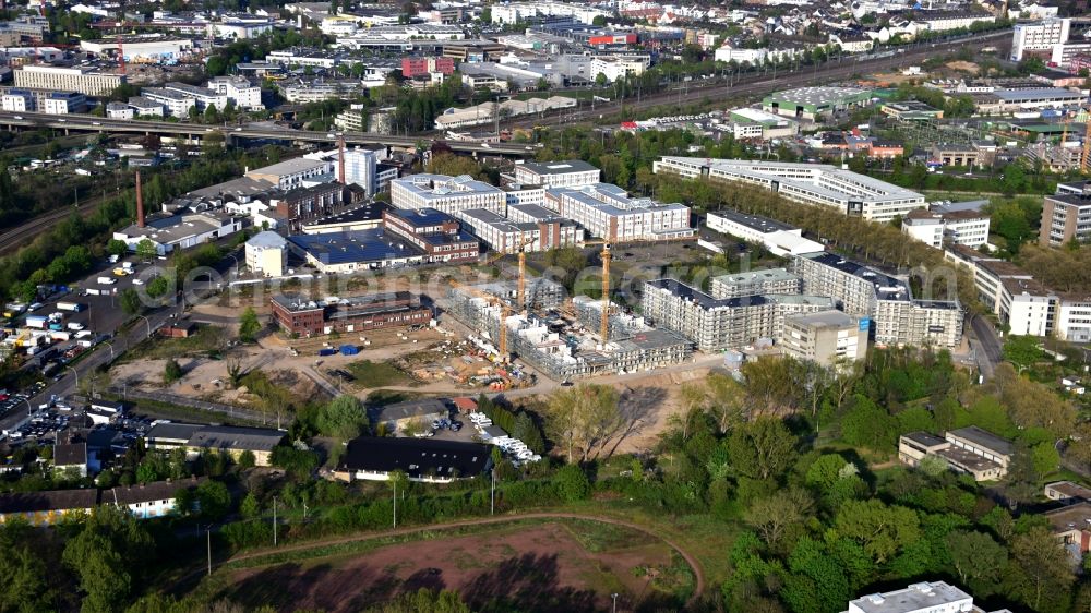 Bonn from above - Construction site to build a new multi-family residential complex Westside between Siemensstrasse and Am Propsthof in the district Endenich in Bonn in the state North Rhine-Westphalia, Germany