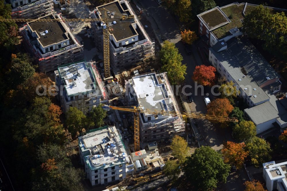 Berlin from above - Construction of a new multiple dwelling condominium Tharauer Allee - Angerburger Allee BUWOG - Westend Park GmbH & Co. KG in Berlin