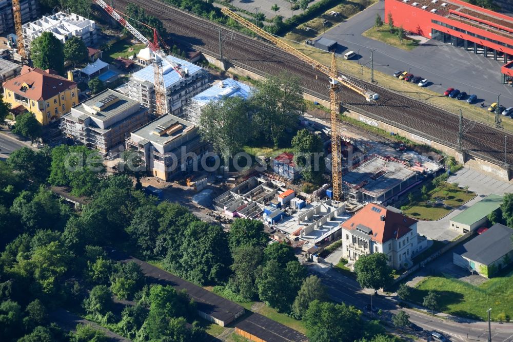 Dresden from above - Construction site to build a new multi-family residential complex Wiener Strasse in Dresden in the state Saxony, Germany