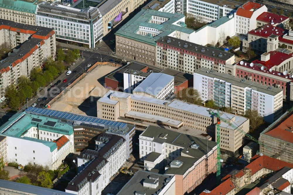 Aerial image Berlin - Construction site to build a new multi-family residential complex Behrenstrasse - Wilhelmstrasse - Franzoesische Strasse in the district Mitte in Berlin, Germany