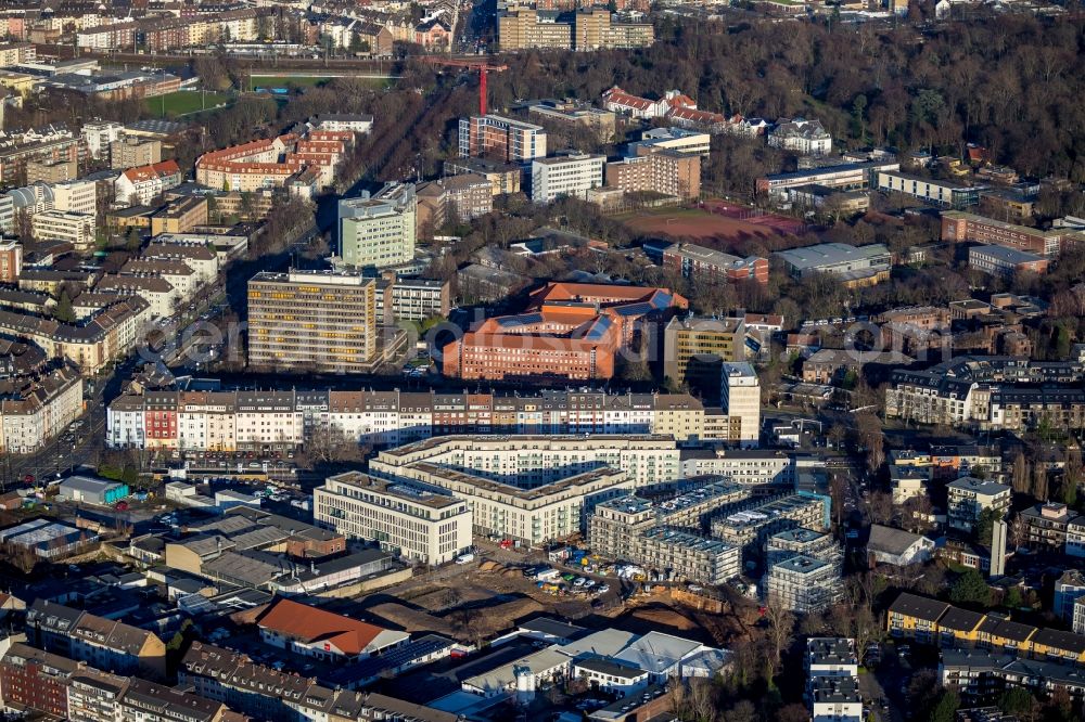 Aerial photograph Düsseldorf - Construction site to build the new multi-family residential complex WILMA-Wohngebiet Freiraum on Witzelstrasse in the district Bilk in Duesseldorf in the state North Rhine-Westphalia, Germany