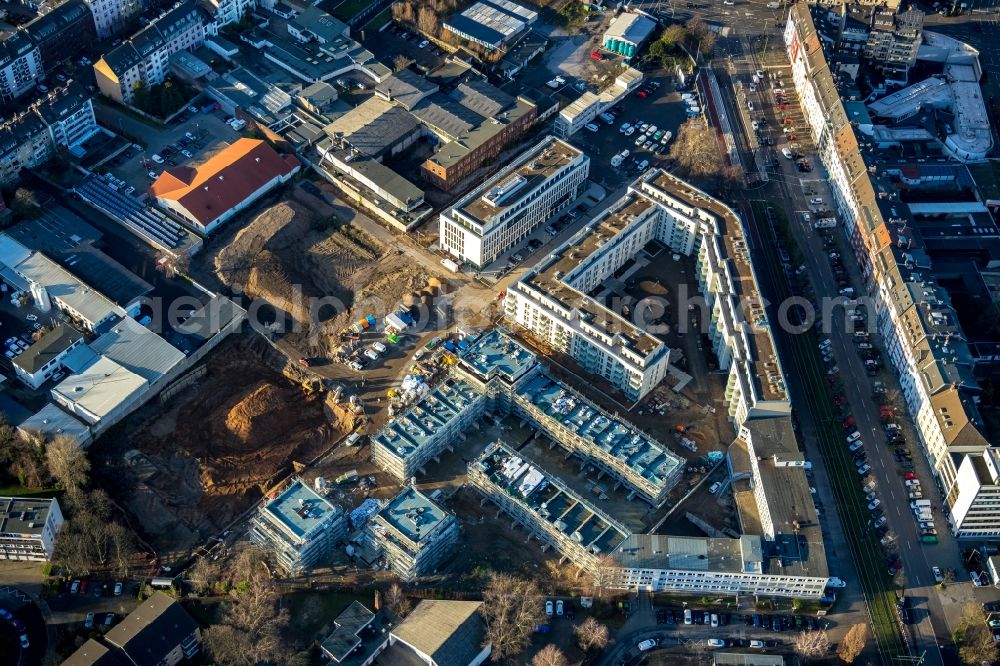 Düsseldorf from above - Construction site to build the new multi-family residential complex WILMA-Wohngebiet Freiraum on Witzelstrasse in the district Bilk in Duesseldorf in the state North Rhine-Westphalia, Germany