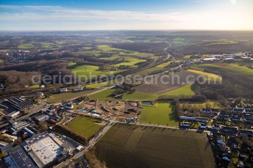 Velbert from above - Construction site to build a new multi-family residential complex Wimmersberger Suedblick in the district Neviges in Velbert in the state North Rhine-Westphalia, Germany