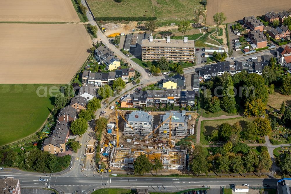 Aerial image Witten - Construction site to build a new multi-family residential complex on Himmelohstrasse - Hoerder Strasse in Witten in the state North Rhine-Westphalia, Germany