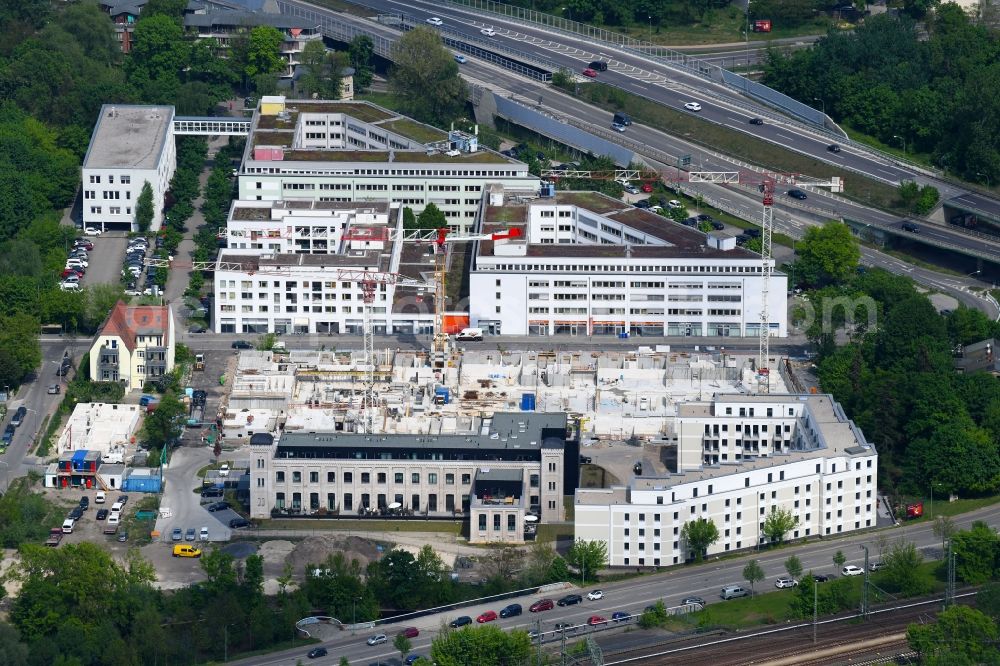 Potsdam from above - Construction site to build a new multi-family residential complex of Wohnen on Nuthe Vermoegensverwaltungs GmbH on Lotte-Pulewka-Strasse in Potsdam in the state Brandenburg, Germany