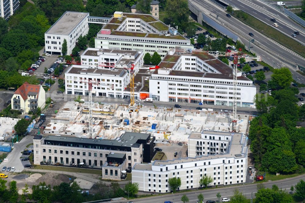 Aerial image Potsdam - Construction site to build a new multi-family residential complex of Wohnen on Nuthe Vermoegensverwaltungs GmbH on Lotte-Pulewka-Strasse in Potsdam in the state Brandenburg, Germany