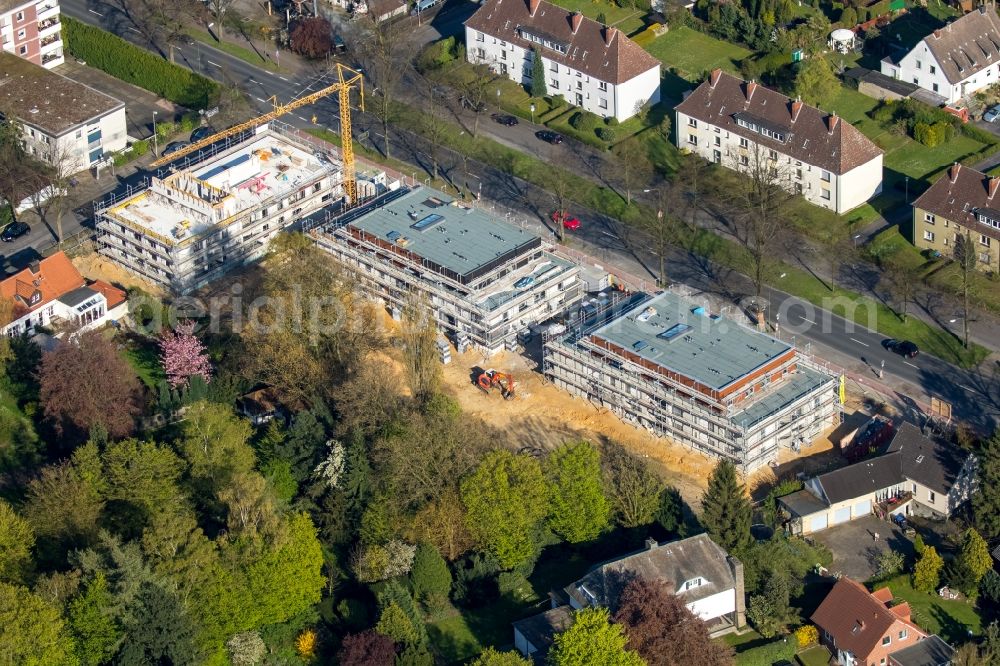 Hamm from above - Construction site of a new multi-family residential estate on Lippestrasse / Jaegerallee in the Mark part of Hamm in the state of North Rhine-Westphalia