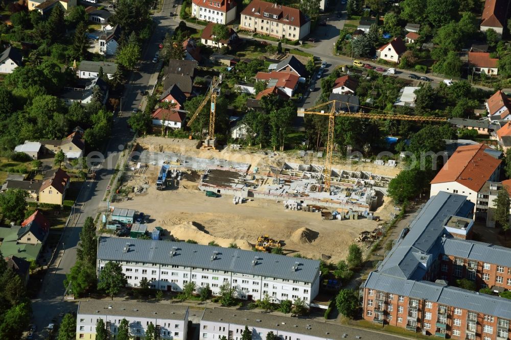 Teltow from above - Construction site to build a new multi-family residential complex Wohnen on Striewitzweg of Bonava Deutschland GmbH in Teltow in the state Brandenburg, Germany