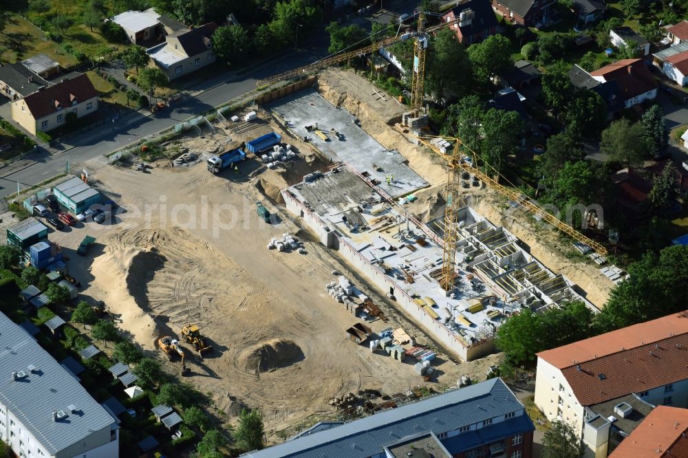 Teltow from above - Construction site to build a new multi-family residential complex Wohnen on Striewitzweg of Bonava Deutschland GmbH in Teltow in the state Brandenburg, Germany