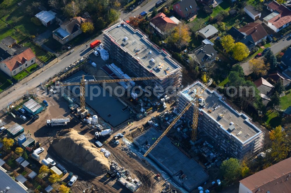 Aerial image Teltow - Construction site to build a new multi-family residential complex Wohnen on Striewitzweg of Bonava Deutschland GmbH in Teltow in the state Brandenburg, Germany