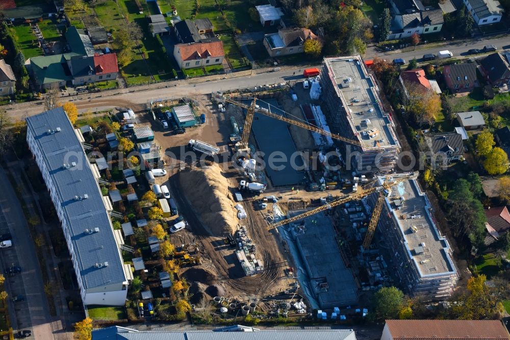 Aerial photograph Teltow - Construction site to build a new multi-family residential complex Wohnen on Striewitzweg of Bonava Deutschland GmbH in Teltow in the state Brandenburg, Germany