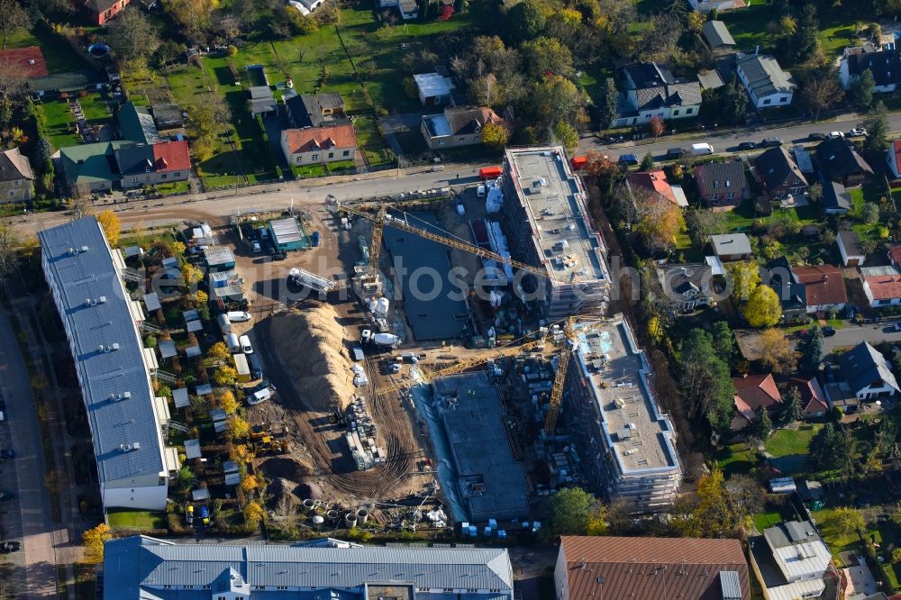 Teltow from above - Construction site to build a new multi-family residential complex Wohnen on Striewitzweg of Bonava Deutschland GmbH in Teltow in the state Brandenburg, Germany