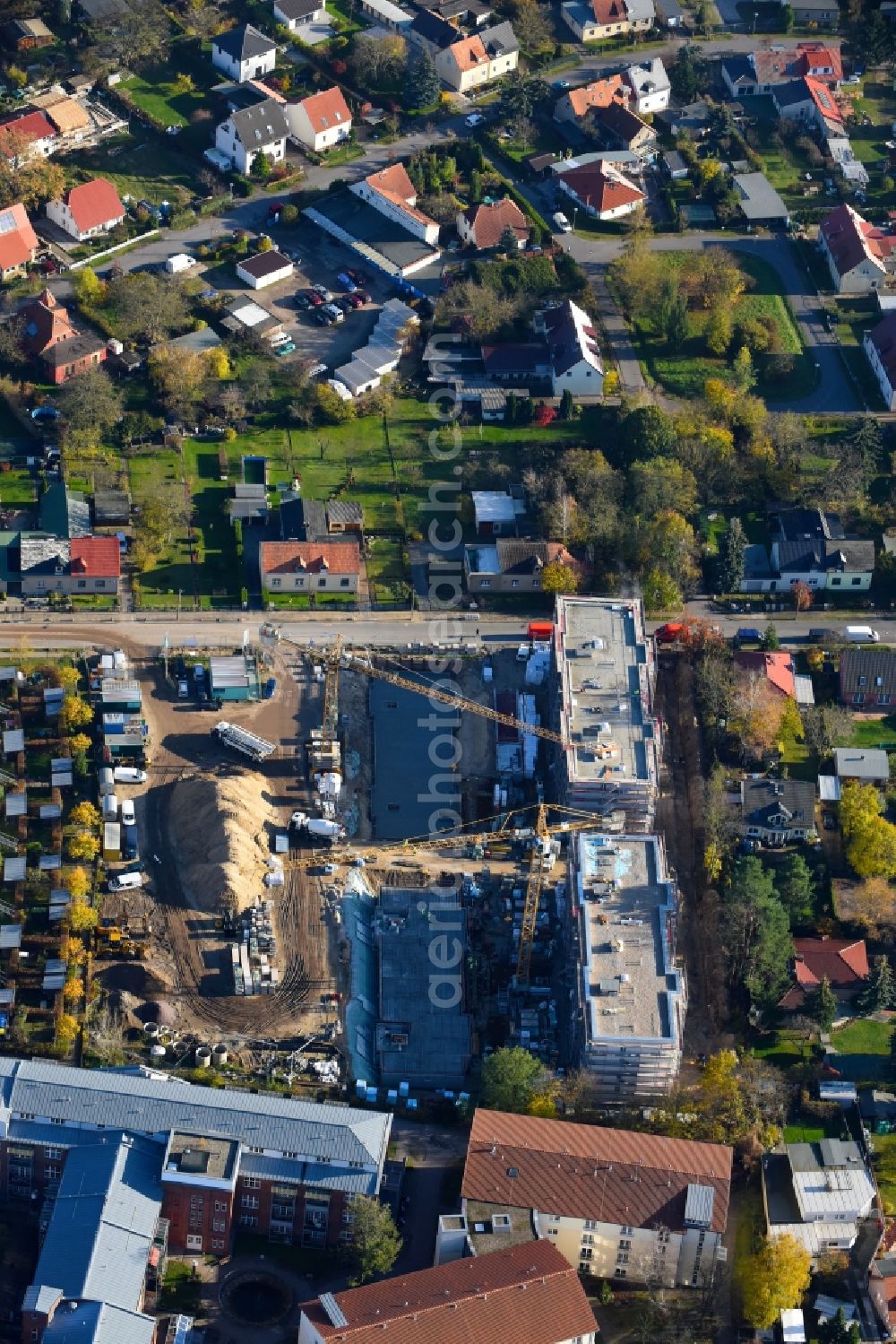 Aerial image Teltow - Construction site to build a new multi-family residential complex Wohnen on Striewitzweg of Bonava Deutschland GmbH in Teltow in the state Brandenburg, Germany