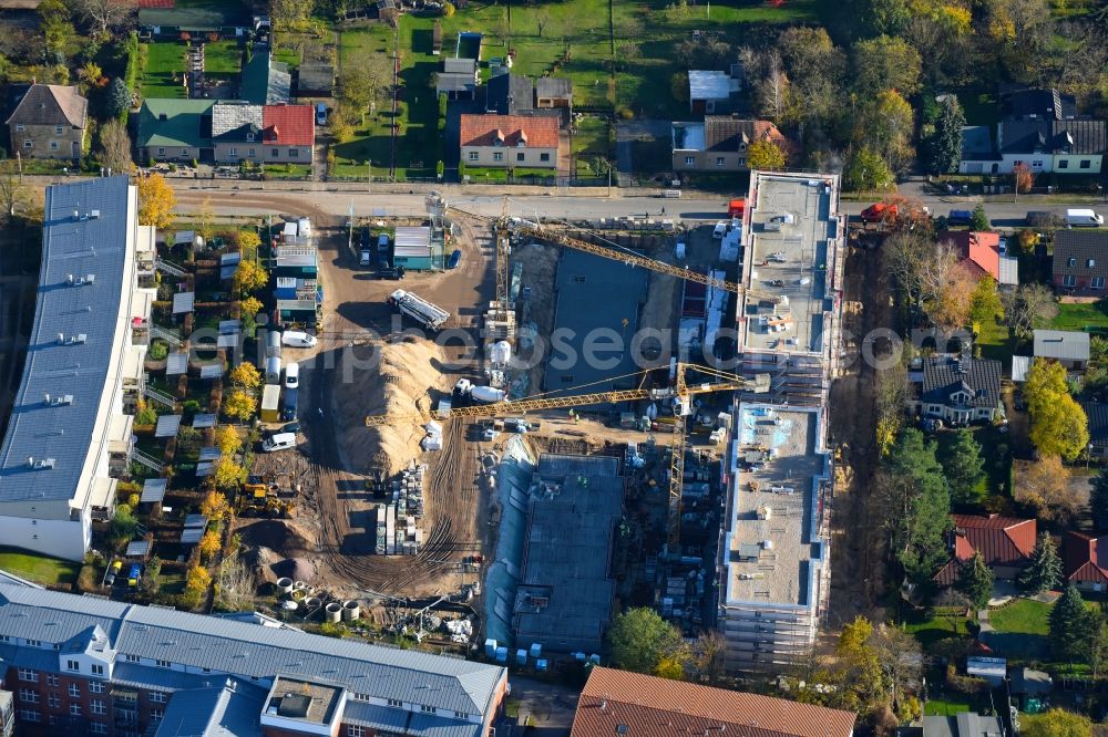 Aerial photograph Teltow - Construction site to build a new multi-family residential complex Wohnen on Striewitzweg of Bonava Deutschland GmbH in Teltow in the state Brandenburg, Germany