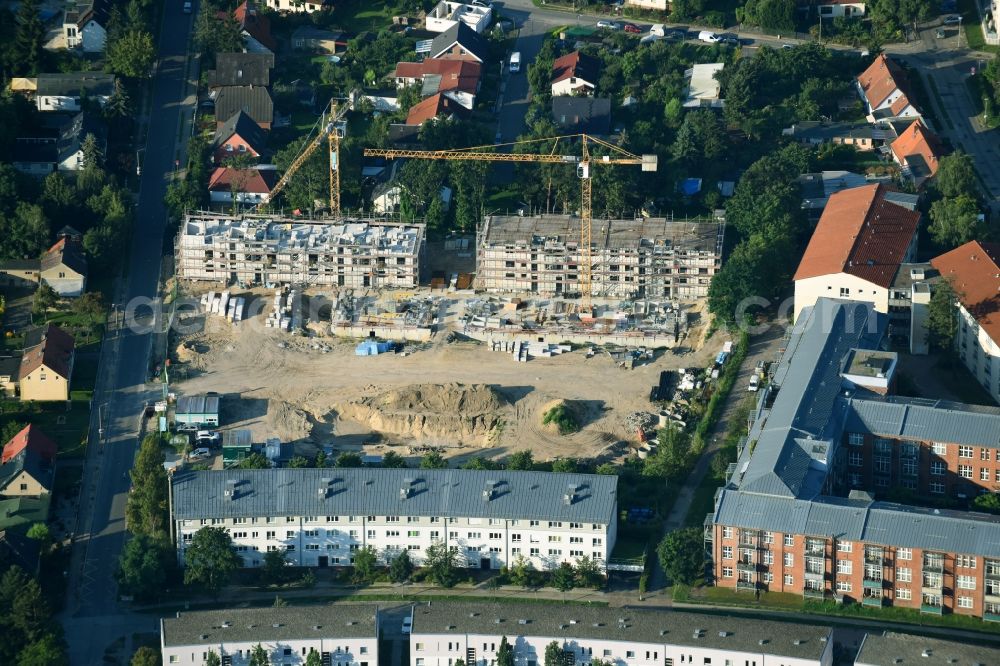 Aerial image Teltow - Construction site to build a new multi-family residential complex Wohnen on Striewitzweg of Bonava Deutschland GmbH in Teltow in the state Brandenburg, Germany