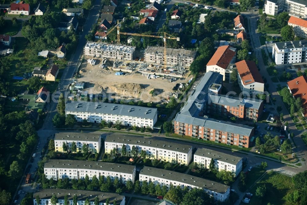 Aerial photograph Teltow - Construction site to build a new multi-family residential complex Wohnen on Striewitzweg of Bonava Deutschland GmbH in Teltow in the state Brandenburg, Germany