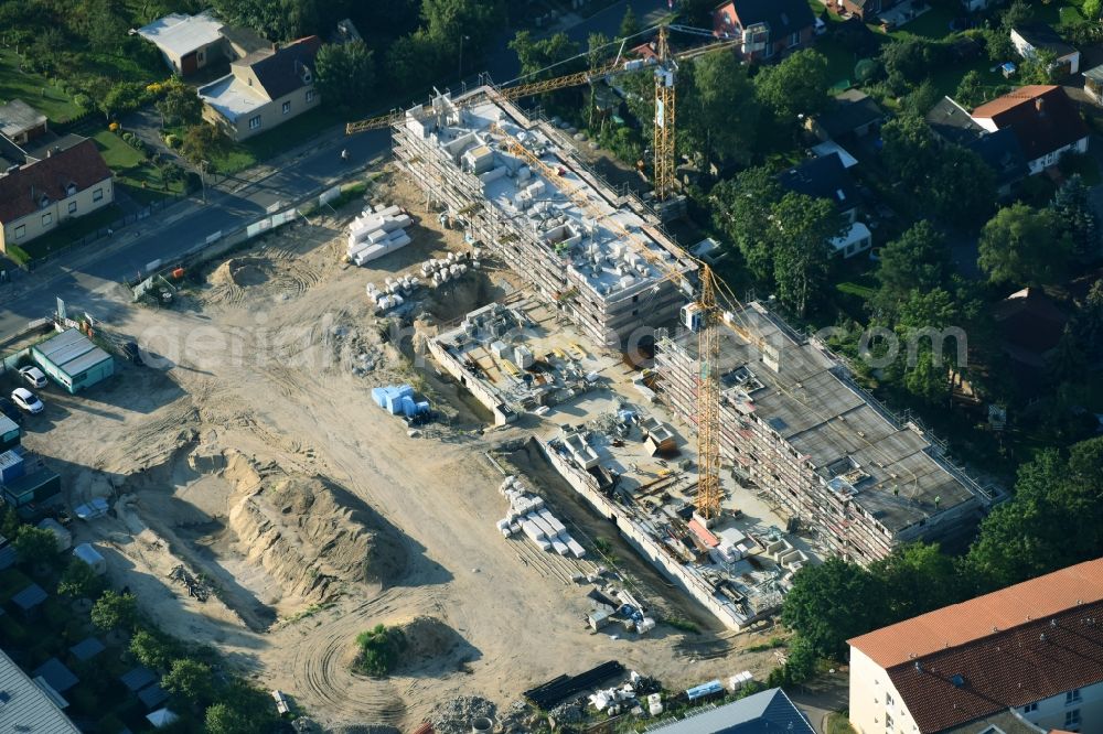 Teltow from above - Construction site to build a new multi-family residential complex Wohnen on Striewitzweg of Bonava Deutschland GmbH in Teltow in the state Brandenburg, Germany