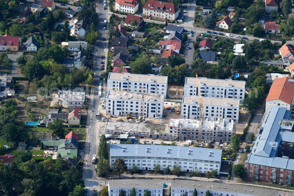 Teltow from above - Construction site to build a new multi-family residential complex Wohnen on Striewitzweg of Bonava Deutschland GmbH in Teltow in the state Brandenburg, Germany