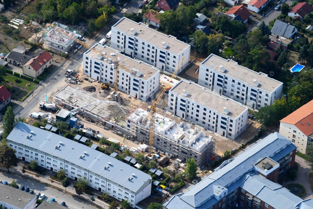 Teltow from above - Construction site to build a new multi-family residential complex Wohnen on Striewitzweg of Bonava Deutschland GmbH in Teltow in the state Brandenburg, Germany